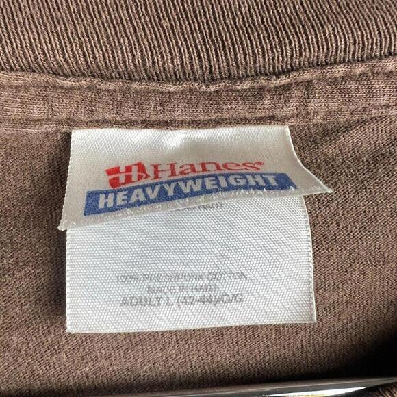 Vintage y2k Hanes John Deere Shirt Men L Brown Logo Farm Tractor Work tee - Picture 2 of 3